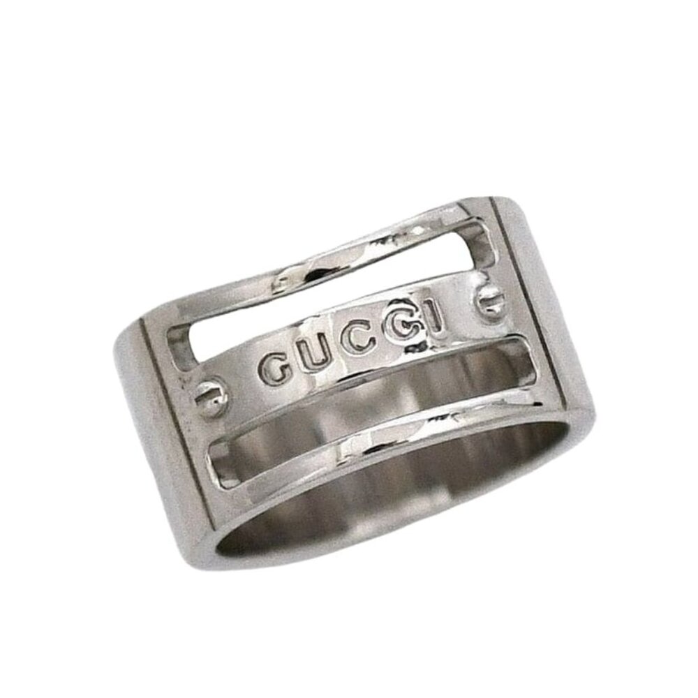 Gucci Logo Ring Silver Size 19
